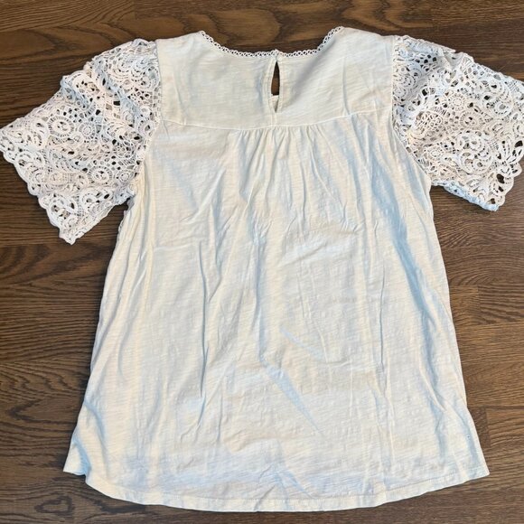 eri + ali ANTHROPOLOGIE lace T shirt top size XL Women's - Picture 4 of 5